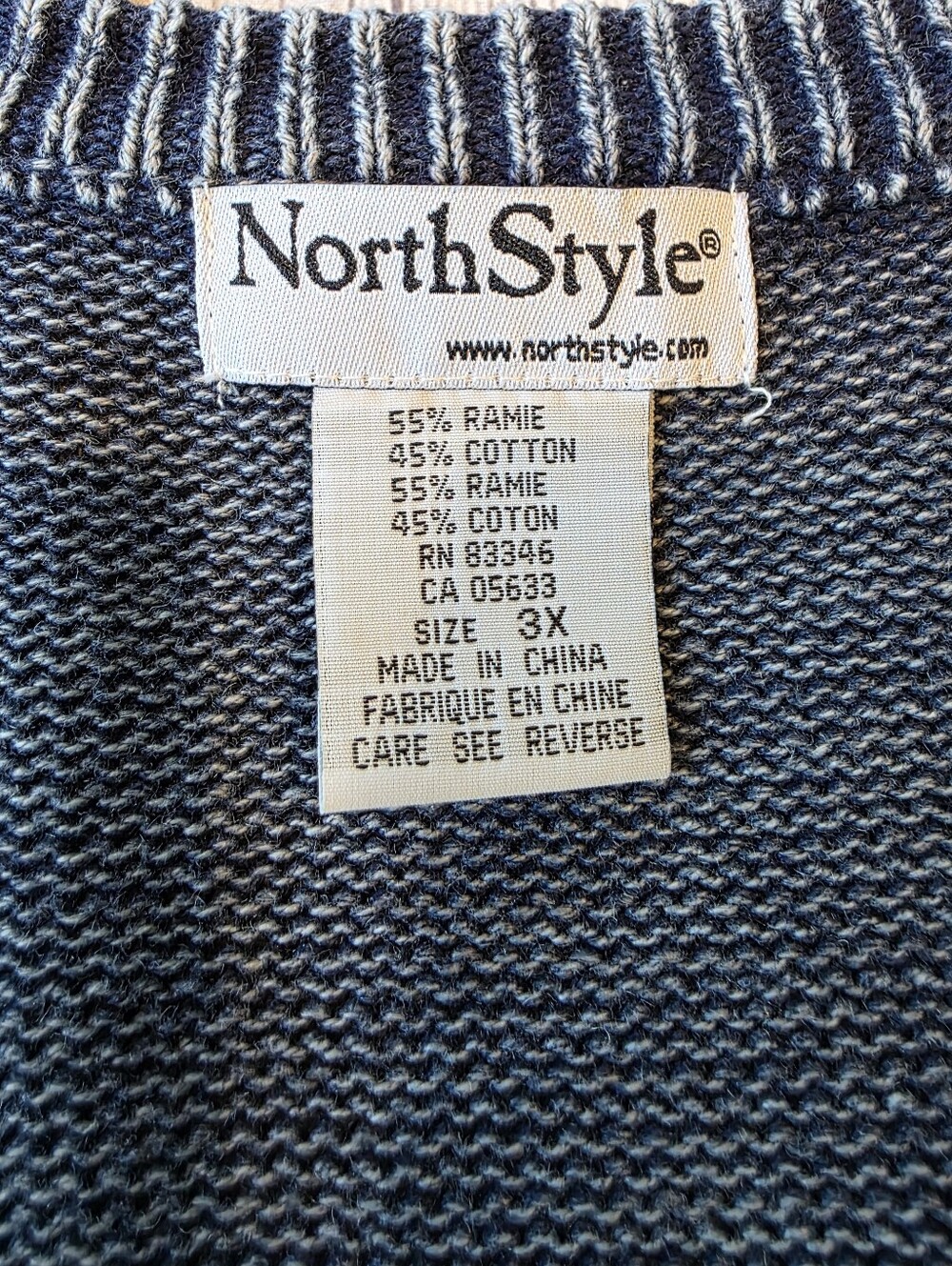 NorthStyle Size 3X Blue Knit Cardigan Button Paisley Ramie Cotton Fall Winter - Picture 6 of 8